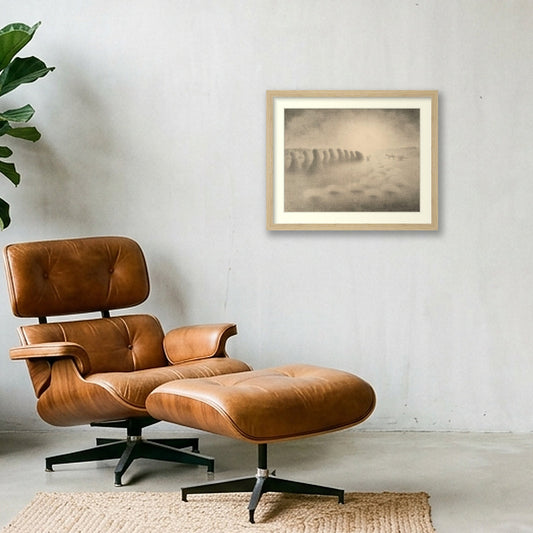 Digital preview of Angrand — End of the Harvest with an ivory mat and oak-finish frame.