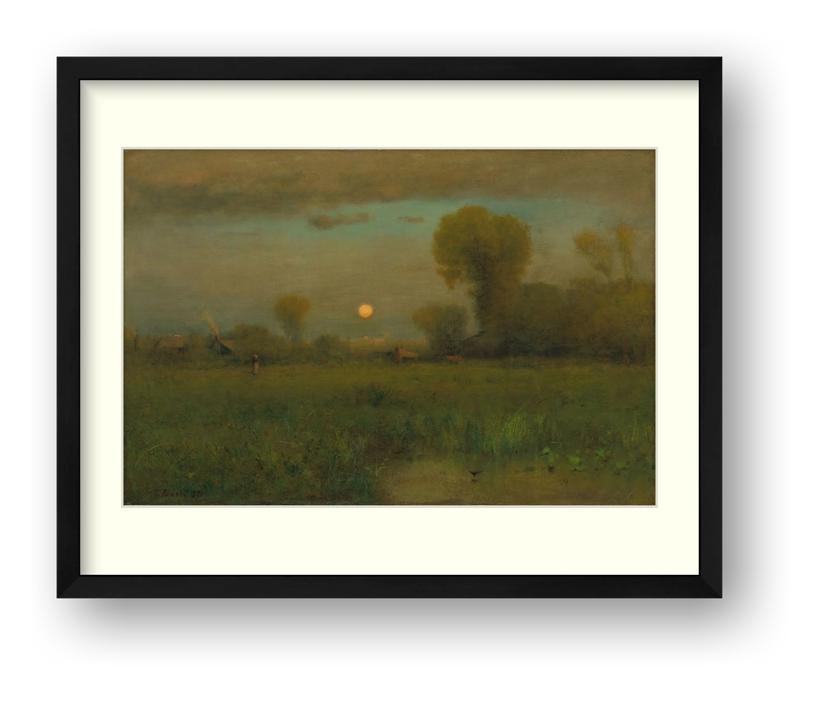 Inness — Harvest Moon — framed