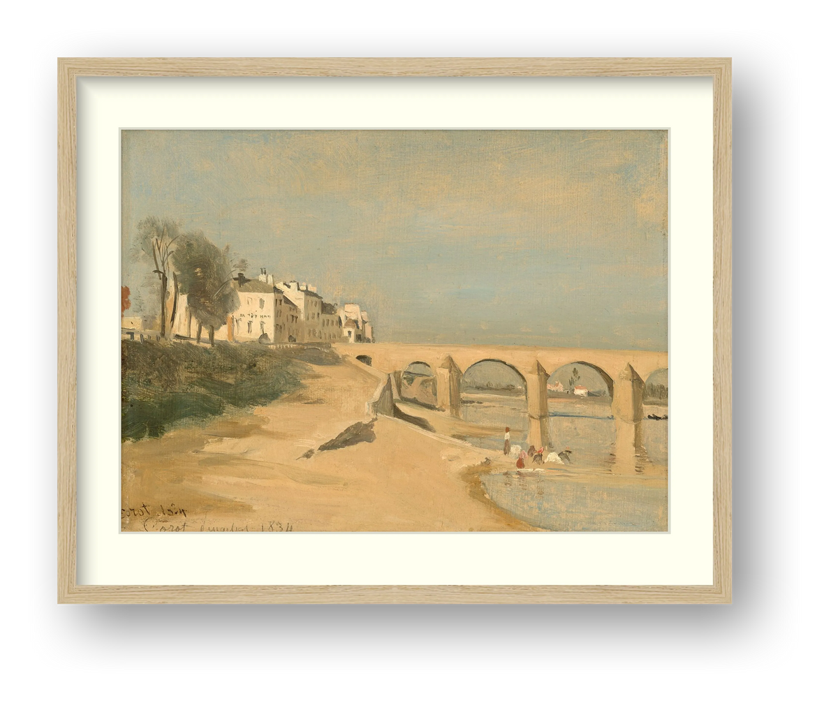Corot — Bridge on the Saône River at Mâcon — framed