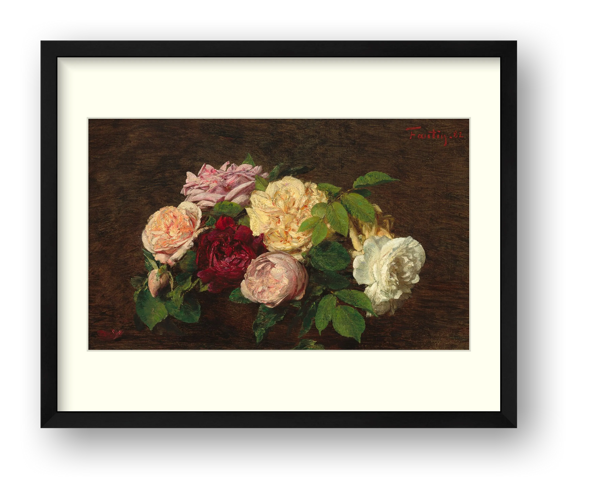 Fantin-Latour — Roses de Nice on a Table — framed